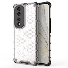 Coque Rebord Contour Silicone et Vitre Transparente Housse Etui 360 Degres AM1 pour Huawei Honor 70 Pro 5G Blanc