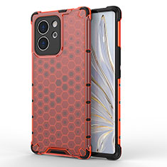 Coque Rebord Contour Silicone et Vitre Transparente Housse Etui 360 Degres AM1 pour Huawei Honor 80 SE 5G Rouge