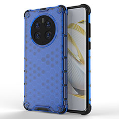 Coque Rebord Contour Silicone et Vitre Transparente Housse Etui 360 Degres AM1 pour Huawei Mate 50 Pro Bleu