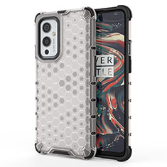 Coque Rebord Contour Silicone et Vitre Transparente Housse Etui 360 Degres AM1 pour OnePlus 9 5G Blanc