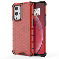 Coque Rebord Contour Silicone et Vitre Transparente Housse Etui 360 Degres AM1 pour OnePlus 9 Pro 5G Rouge