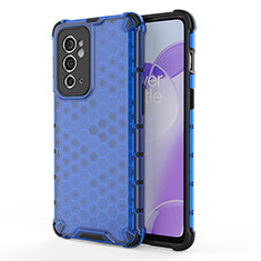 Coque Rebord Contour Silicone et Vitre Transparente Housse Etui 360 Degres AM1 pour OnePlus 9RT 5G Bleu