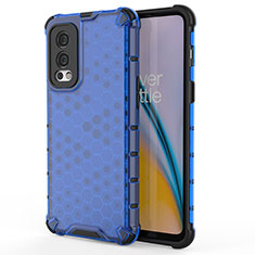 Coque Rebord Contour Silicone et Vitre Transparente Housse Etui 360 Degres AM1 pour OnePlus Nord 2 5G Bleu