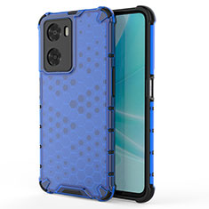 Coque Rebord Contour Silicone et Vitre Transparente Housse Etui 360 Degres AM1 pour Oppo A57s Bleu