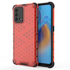 Coque Rebord Contour Silicone et Vitre Transparente Housse Etui 360 Degres AM1 pour Oppo F19 Rouge