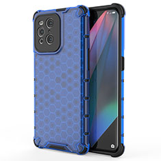 Coque Rebord Contour Silicone et Vitre Transparente Housse Etui 360 Degres AM1 pour Oppo Find X3 5G Bleu