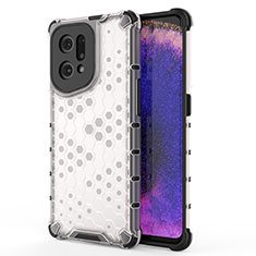 Coque Rebord Contour Silicone et Vitre Transparente Housse Etui 360 Degres AM1 pour Oppo Find X5 5G Blanc