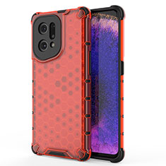 Coque Rebord Contour Silicone et Vitre Transparente Housse Etui 360 Degres AM1 pour Oppo Find X5 5G Rouge