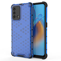 Coque Rebord Contour Silicone et Vitre Transparente Housse Etui 360 Degres AM1 pour Oppo Reno6 Lite Bleu