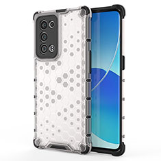 Coque Rebord Contour Silicone et Vitre Transparente Housse Etui 360 Degres AM1 pour Oppo Reno6 Pro 5G Blanc