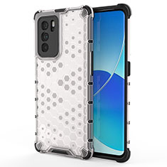 Coque Rebord Contour Silicone et Vitre Transparente Housse Etui 360 Degres AM1 pour Oppo Reno6 Pro 5G India Blanc