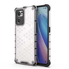 Coque Rebord Contour Silicone et Vitre Transparente Housse Etui 360 Degres AM1 pour Oppo Reno7 5G Blanc