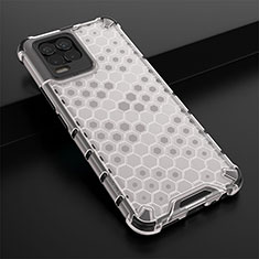 Coque Rebord Contour Silicone et Vitre Transparente Housse Etui 360 Degres AM1 pour Realme 8 4G Blanc