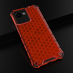 Coque Rebord Contour Silicone et Vitre Transparente Housse Etui 360 Degres AM1 pour Realme C30s Rouge