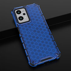 Coque Rebord Contour Silicone et Vitre Transparente Housse Etui 360 Degres AM1 pour Realme V25 5G Bleu