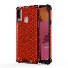 Coque Rebord Contour Silicone et Vitre Transparente Housse Etui 360 Degres AM1 pour Samsung Galaxy A20s Rouge