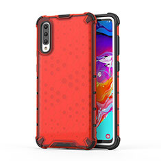 Coque Rebord Contour Silicone et Vitre Transparente Housse Etui 360 Degres AM1 pour Samsung Galaxy A70 Rouge