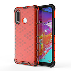 Coque Rebord Contour Silicone et Vitre Transparente Housse Etui 360 Degres AM1 pour Samsung Galaxy A70E Rouge