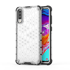 Coque Rebord Contour Silicone et Vitre Transparente Housse Etui 360 Degres AM1 pour Samsung Galaxy A70S Blanc