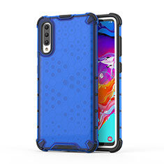 Coque Rebord Contour Silicone et Vitre Transparente Housse Etui 360 Degres AM1 pour Samsung Galaxy A70S Bleu