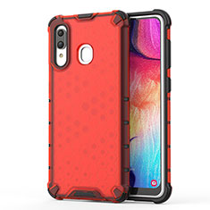 Coque Rebord Contour Silicone et Vitre Transparente Housse Etui 360 Degres AM1 pour Samsung Galaxy M10S Rouge