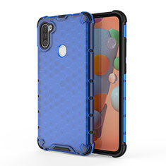 Coque Rebord Contour Silicone et Vitre Transparente Housse Etui 360 Degres AM1 pour Samsung Galaxy M11 Bleu