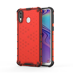 Coque Rebord Contour Silicone et Vitre Transparente Housse Etui 360 Degres AM1 pour Samsung Galaxy M20 Rouge