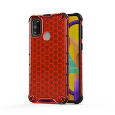 Coque Rebord Contour Silicone et Vitre Transparente Housse Etui 360 Degres AM1 pour Samsung Galaxy M30s Rouge