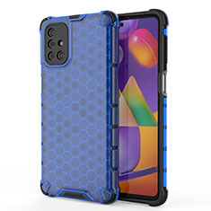 Coque Rebord Contour Silicone et Vitre Transparente Housse Etui 360 Degres AM1 pour Samsung Galaxy M31s Bleu