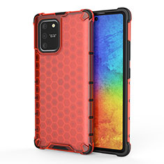 Coque Rebord Contour Silicone et Vitre Transparente Housse Etui 360 Degres AM1 pour Samsung Galaxy S10 Lite Rouge