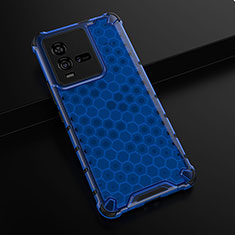 Coque Rebord Contour Silicone et Vitre Transparente Housse Etui 360 Degres AM1 pour Vivo iQOO 10 5G Bleu