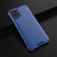 Coque Rebord Contour Silicone et Vitre Transparente Housse Etui 360 Degres AM1 pour Vivo iQOO 7 5G Bleu