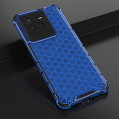 Coque Rebord Contour Silicone et Vitre Transparente Housse Etui 360 Degres AM1 pour Vivo iQOO Neo6 SE 5G Bleu