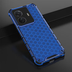 Coque Rebord Contour Silicone et Vitre Transparente Housse Etui 360 Degres AM1 pour Vivo T1 5G Bleu