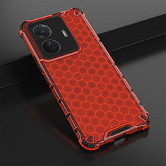 Coque Rebord Contour Silicone et Vitre Transparente Housse Etui 360 Degres AM1 pour Vivo T1 5G Rouge