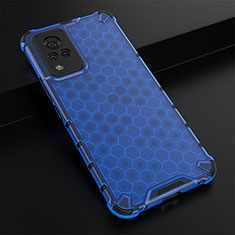 Coque Rebord Contour Silicone et Vitre Transparente Housse Etui 360 Degres AM1 pour Vivo V21 5G Bleu