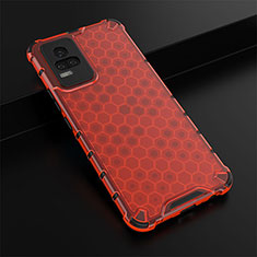 Coque Rebord Contour Silicone et Vitre Transparente Housse Etui 360 Degres AM1 pour Vivo V21e 4G Rouge