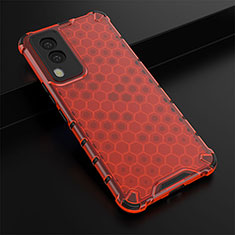 Coque Rebord Contour Silicone et Vitre Transparente Housse Etui 360 Degres AM1 pour Vivo V21e 5G Rouge