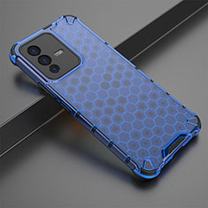 Coque Rebord Contour Silicone et Vitre Transparente Housse Etui 360 Degres AM1 pour Vivo V23 5G Bleu