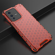 Coque Rebord Contour Silicone et Vitre Transparente Housse Etui 360 Degres AM1 pour Vivo V23 Pro 5G Rouge