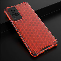 Coque Rebord Contour Silicone et Vitre Transparente Housse Etui 360 Degres AM1 pour Vivo X60 Pro 5G Rouge