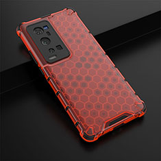 Coque Rebord Contour Silicone et Vitre Transparente Housse Etui 360 Degres AM1 pour Vivo X60 Pro+ Plus 5G Rouge