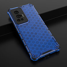 Coque Rebord Contour Silicone et Vitre Transparente Housse Etui 360 Degres AM1 pour Vivo X70 Pro 5G Bleu