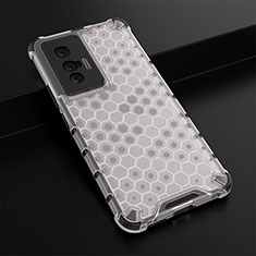 Coque Rebord Contour Silicone et Vitre Transparente Housse Etui 360 Degres AM1 pour Vivo X70t Blanc