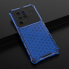 Coque Rebord Contour Silicone et Vitre Transparente Housse Etui 360 Degres AM1 pour Vivo X80 Pro 5G Bleu