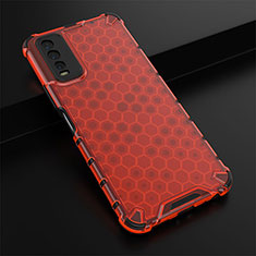 Coque Rebord Contour Silicone et Vitre Transparente Housse Etui 360 Degres AM1 pour Vivo Y11s Rouge