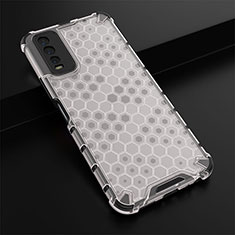 Coque Rebord Contour Silicone et Vitre Transparente Housse Etui 360 Degres AM1 pour Vivo Y12G Blanc