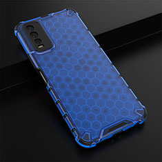 Coque Rebord Contour Silicone et Vitre Transparente Housse Etui 360 Degres AM1 pour Vivo Y20s G Bleu