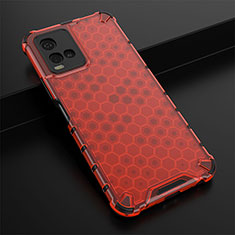 Coque Rebord Contour Silicone et Vitre Transparente Housse Etui 360 Degres AM1 pour Vivo Y21 Rouge