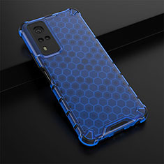 Coque Rebord Contour Silicone et Vitre Transparente Housse Etui 360 Degres AM1 pour Vivo Y53s 4G Bleu